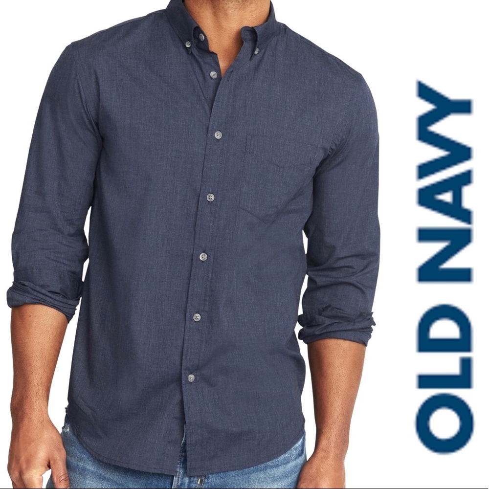 Old Navy Chambray Slim Fit Button Down Shirt Small